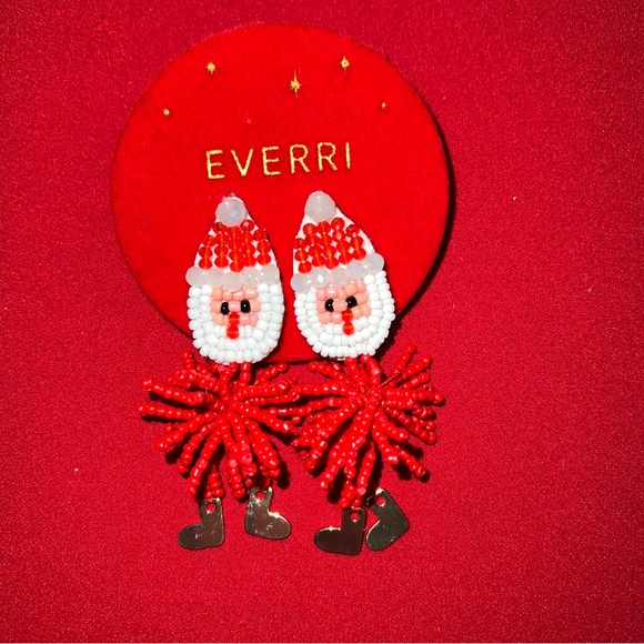 Everri - Santa Claus Beaded 3 Inch Drop Earrings (Christmas)